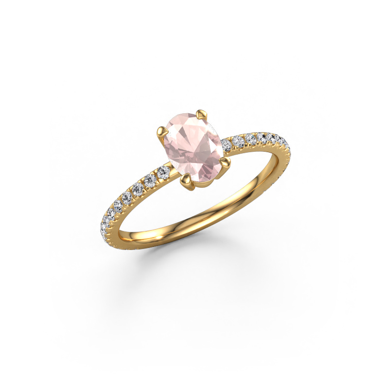 Image of Engagement ring Lynelle 2 585 gold Morganite champagne 7x5 mm