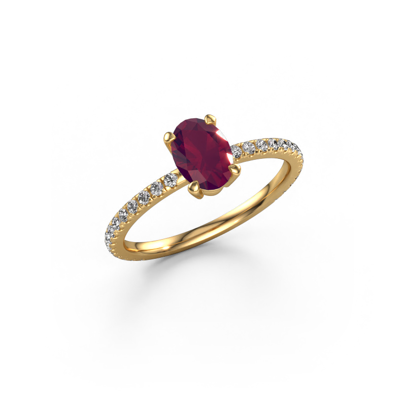 Image of Engagement ring Lynelle 2 585 gold Rhodolite 7x5 mm