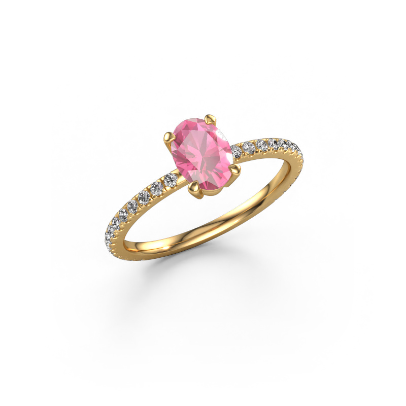 Image of Engagement ring Lynelle 2 585 gold Pink sapphire 7x5 mm