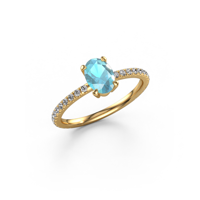 Image de Bague de fiançailles Lynelle 2 585 or jaune Topaze bleue 7x5 mm