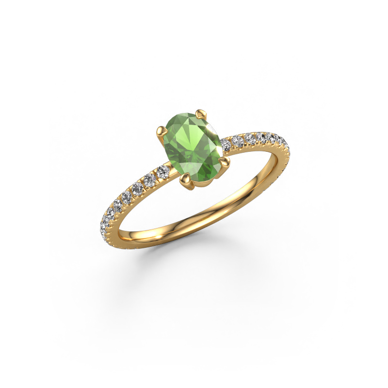 Image de Bague de fiançailles Lynelle 2 585 or jaune Vert tourmaline 7x5 mm