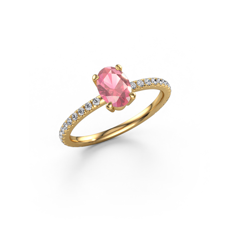 Image of Engagement ring Lynelle 2 585 gold Tourmaline pink 7x5 mm