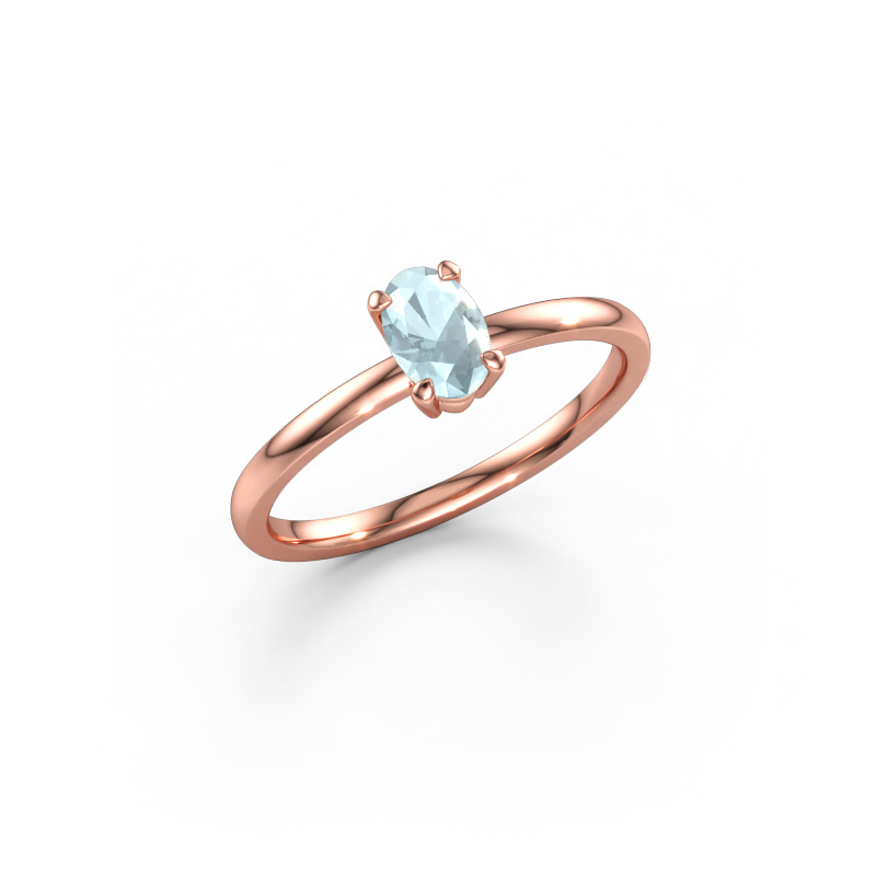 Immagine di Anello di fidanzamento Lynelle 1 585 oro rosa Acquamarina 6x4 mm
