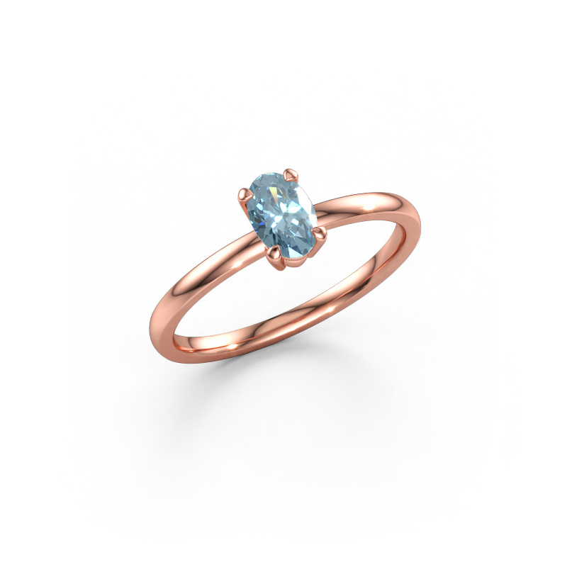 Immagine di Anello di fidanzamento Lynelle 1 585 oro rosa Diamante lab grown blu 6x4 mm
