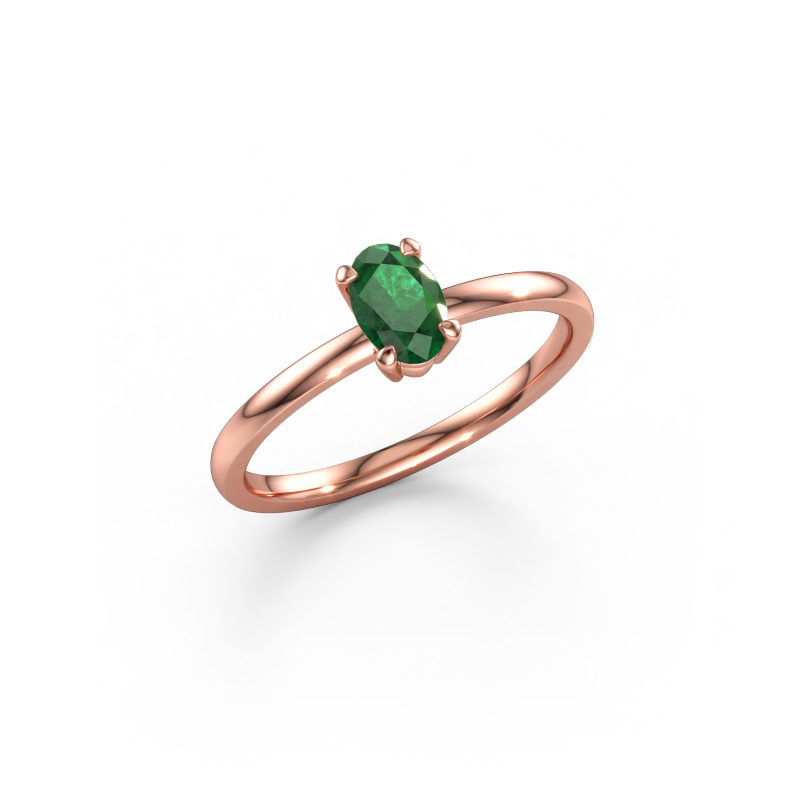Bild av Förlovningsring Lynelle 1 585 roséguld Smaragd 6x4 mm