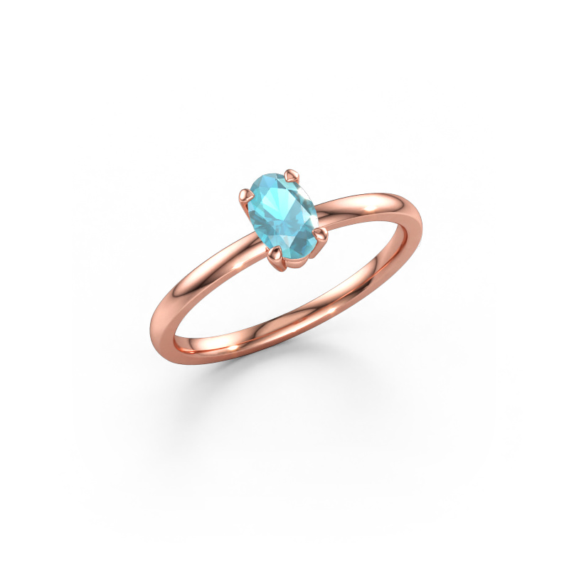 Bild av Förlovningsring Lynelle 1 585 roséguld Blå topas 6x4 mm