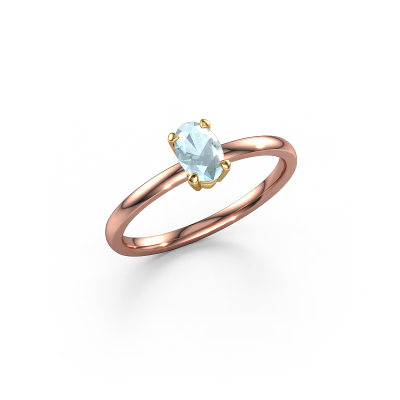 Image of Engagement ring Lynelle 1 585 rose gold Aquamarine 6x4 mm