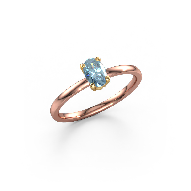 Image of Engagement ring Lynelle 1 585 rose gold Blue lab grown diamond 6x4 mm