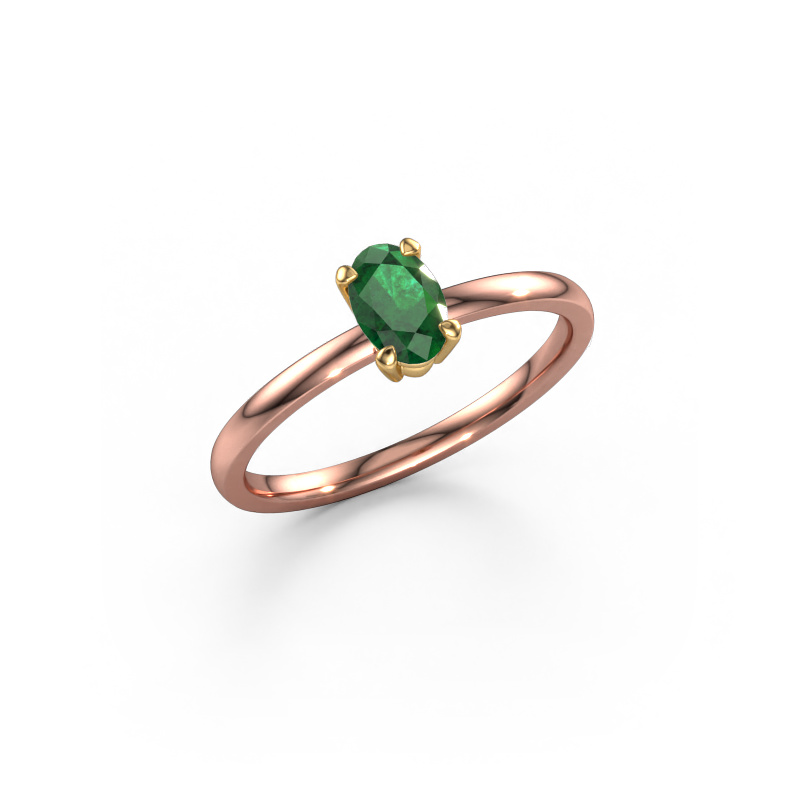 Image of Engagement ring Lynelle 1 585 rose gold Emerald 6x4 mm