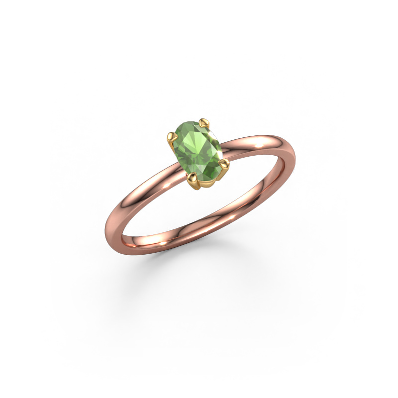 Image of Engagement ring Lynelle 1 585 rose gold Tourmaline green 6x4 mm