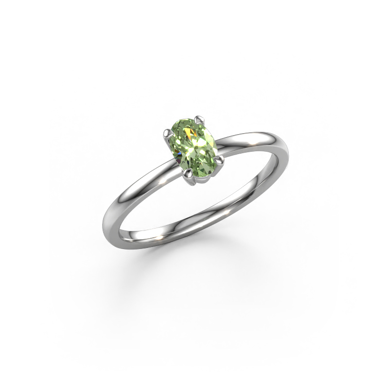 Image of Engagement ring Lynelle 1 950 platinum Green lab grown diamond 6x4 mm