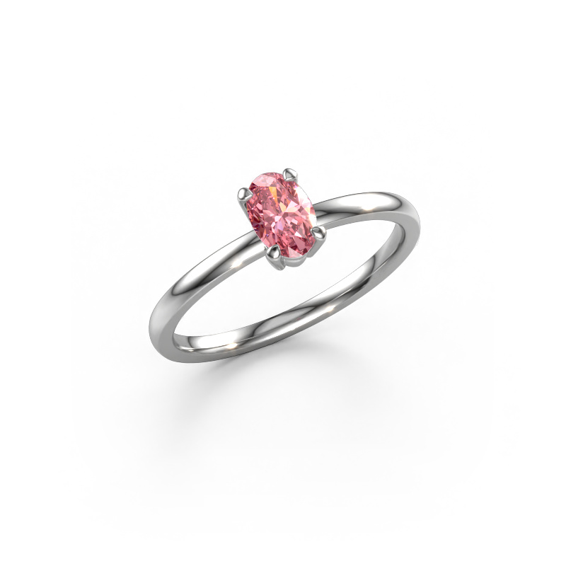 Image of Engagement ring Lynelle 1 950 platinum Pink lab grown diamond 6x4 mm