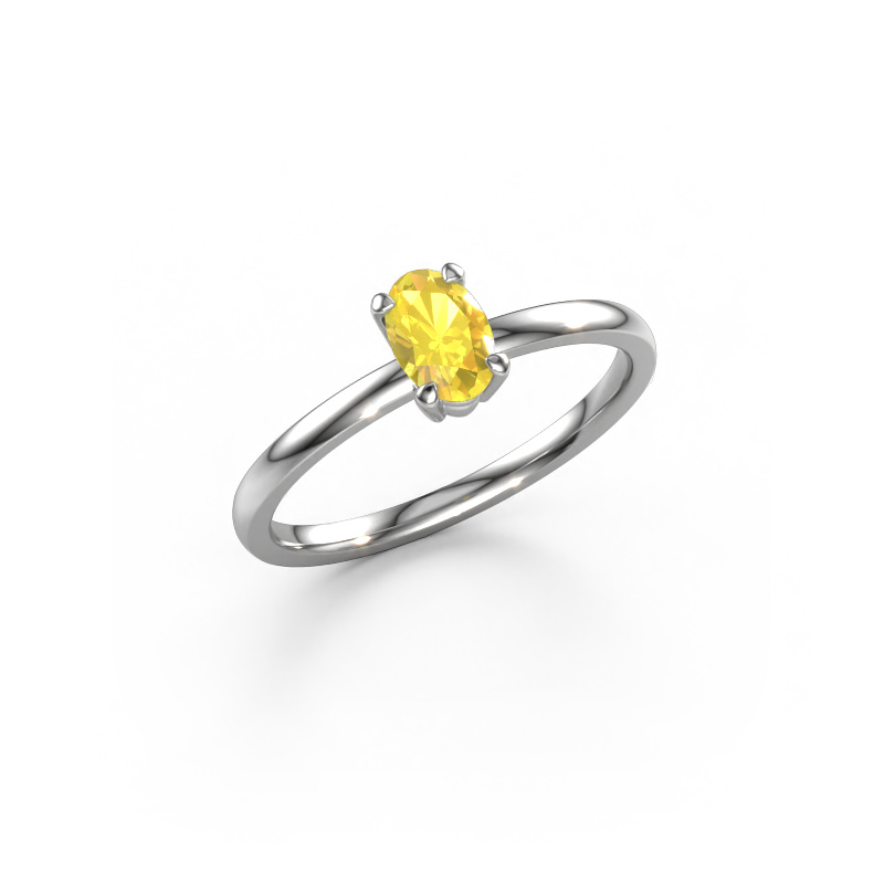 Image of Engagement ring Lynelle 1 950 platinum Yellow sapphire 6x4 mm