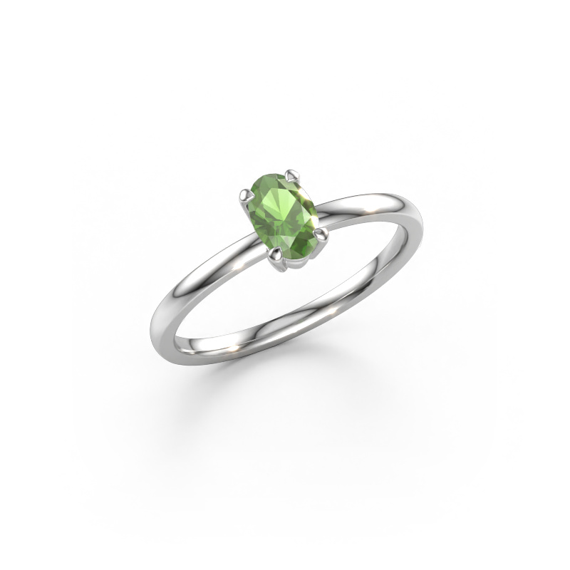 Immagine di Anello di fidanzamento Lynelle 1 585 oro bianco Tormalina verde 6x4 mm