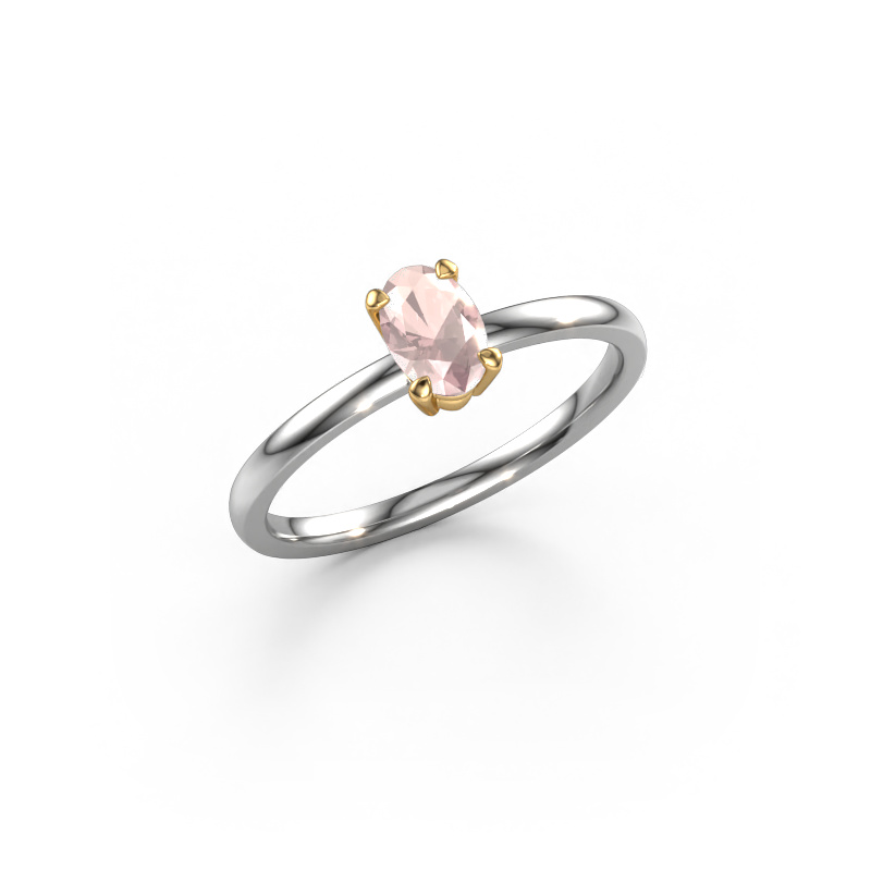 Image of Engagement ring Lynelle 1 585 white gold Morganite champagne 6x4 mm