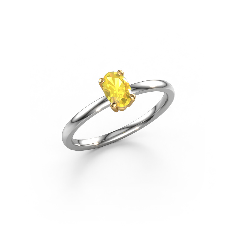 Image of Engagement ring Lynelle 1 585 white gold Yellow sapphire 6x4 mm