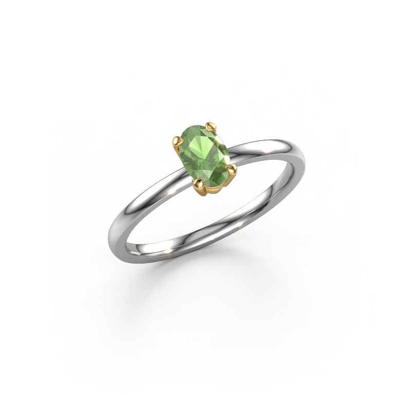 Image of Engagement ring Lynelle 1 585 white gold Tourmaline green 6x4 mm
