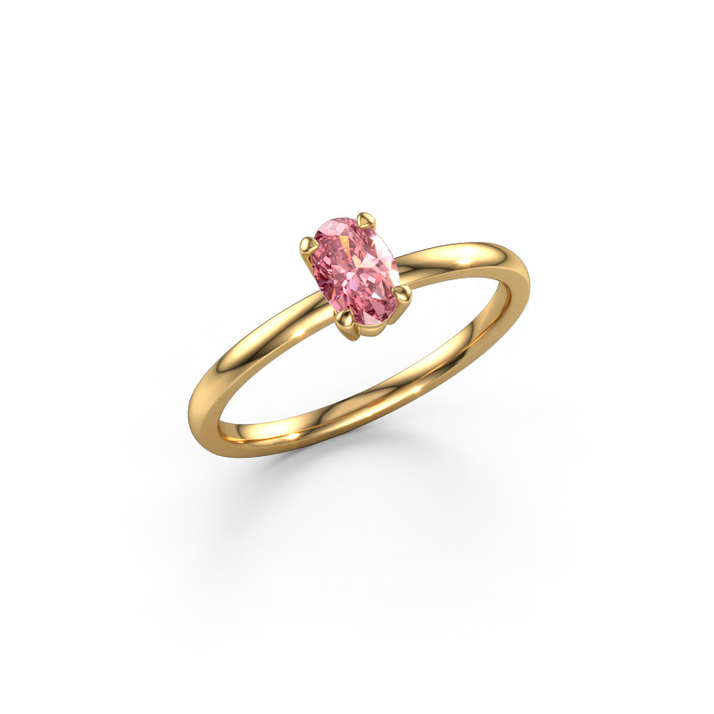 Image of Engagement ring Lynelle 1 585 gold Pink lab grown diamond 6x4 mm