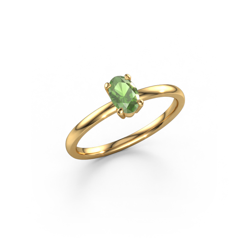 Image of Engagement ring Lynelle 1 585 gold Tourmaline green 6x4 mm