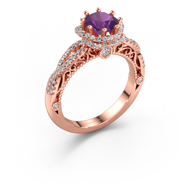 Bild av Förlovningsring Lysanne 585 roséguld Ametist 6.5 mm