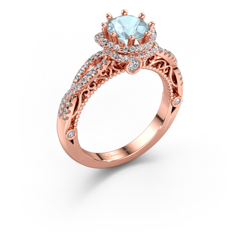Immagine di Anello di fidanzamento Lysanne 585 oro rosa Acquamarina 6.5 mm