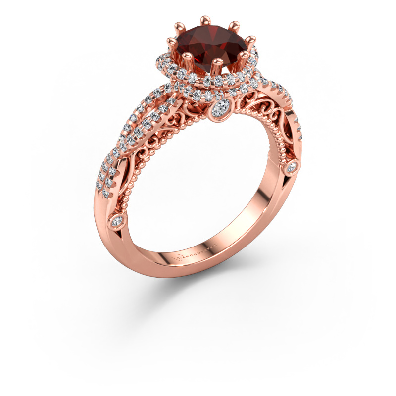 Immagine di Anello di fidanzamento Lysanne 585 oro rosa Granato 6.5 mm