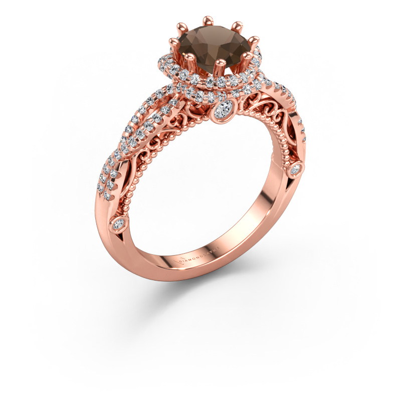 Immagine di Anello di fidanzamento Lysanne 585 oro rosa Quarzo fumé 6.5 mm