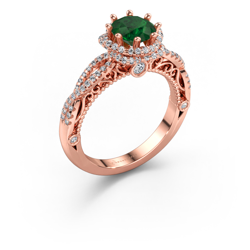 Bild av Förlovningsring Lysanne 585 roséguld Smaragd 6.5 mm