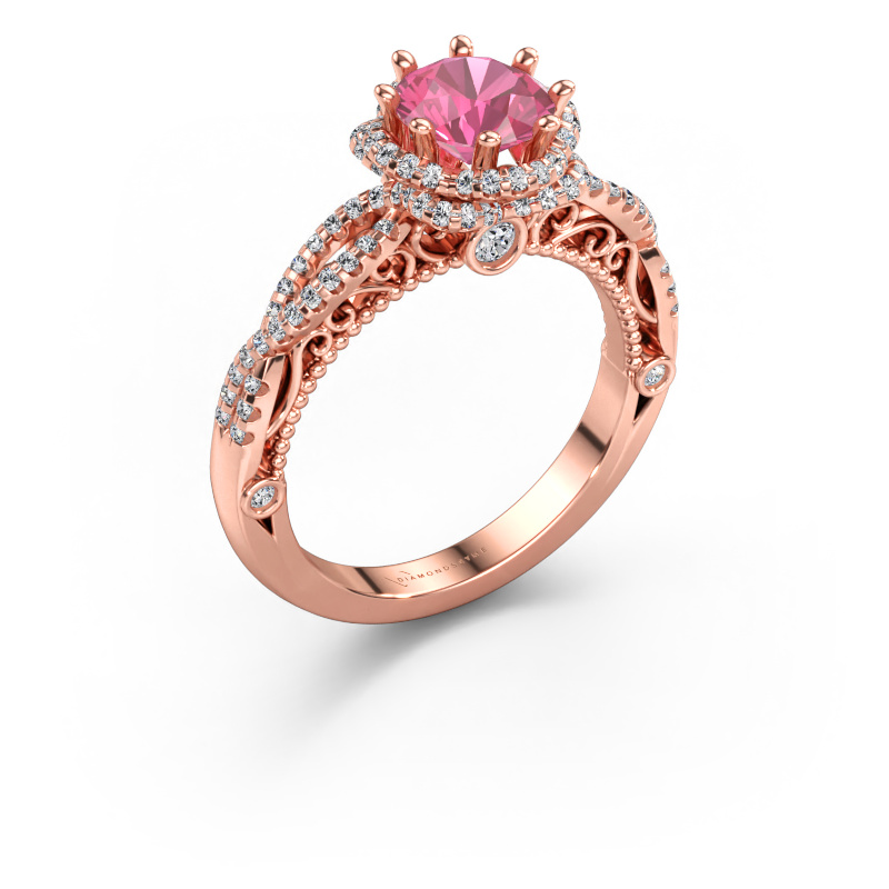 Bild av Förlovningsring Lysanne 585 roséguld Rosa safir 6.5 mm