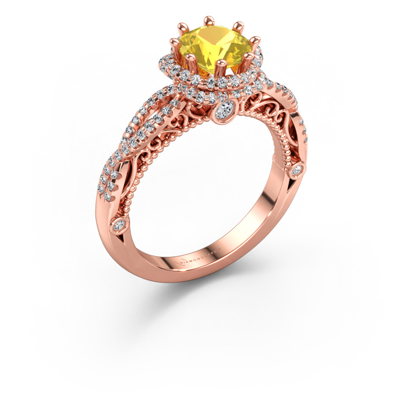 Image of Engagement ring Lysanne 585 rose gold Yellow sapphire 6.5 mm