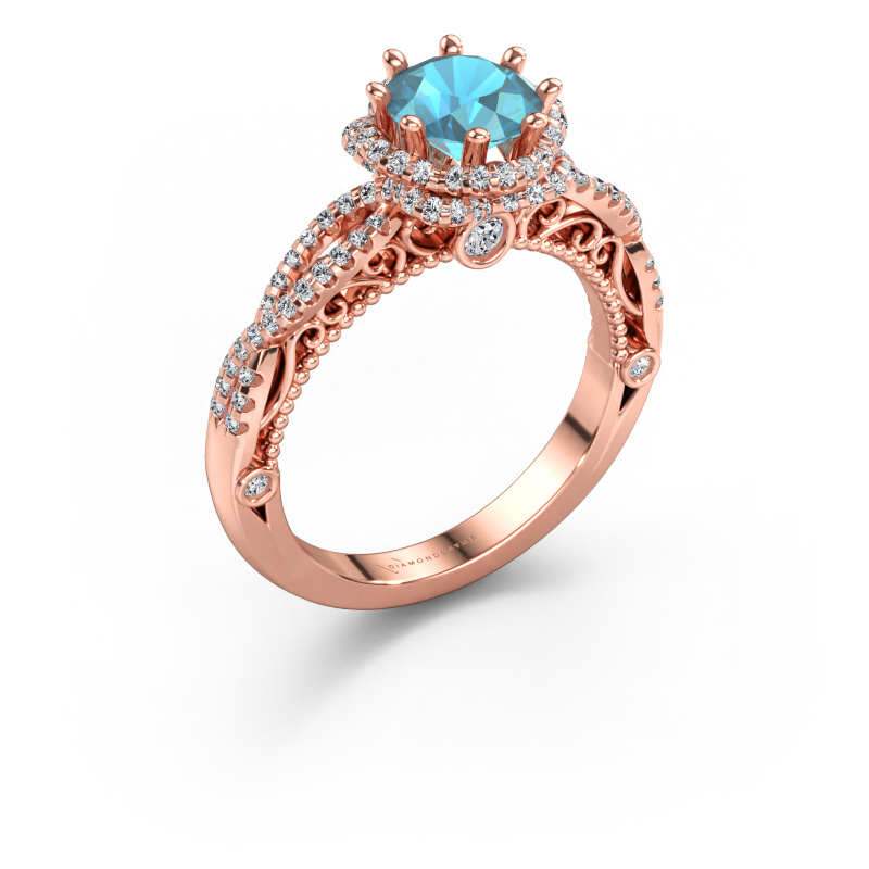 Immagine di Anello di fidanzamento Lysanne 585 oro rosa Topazio blu 6.5 mm