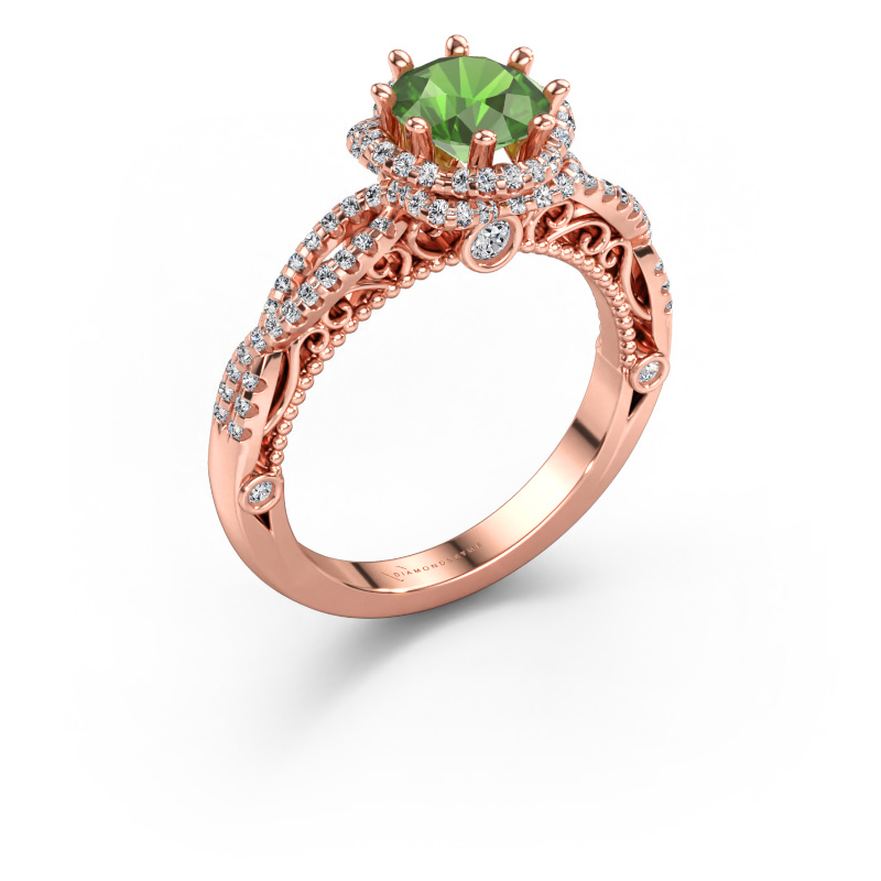 Bild av Förlovningsring Lysanne 585 roséguld Grön turmalin 6.5 mm