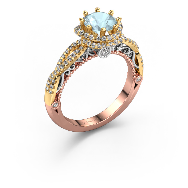 Bild von Verlobungsring Lysanne 585 Roségold Aquamarin 6.5 mm
