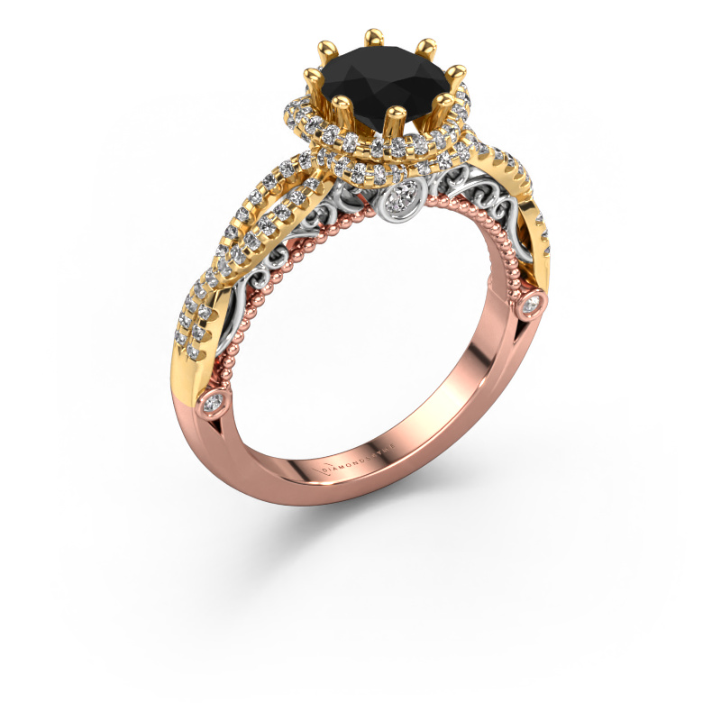 Image of Engagement ring Lysanne 585 rose gold Black diamond 1.75 crt