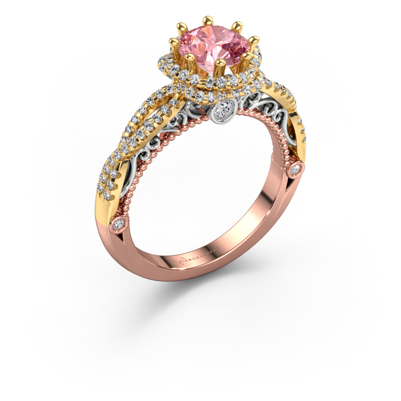 Image of Engagement ring Lysanne 585 rose gold Pink lab grown diamond 6.5 mm