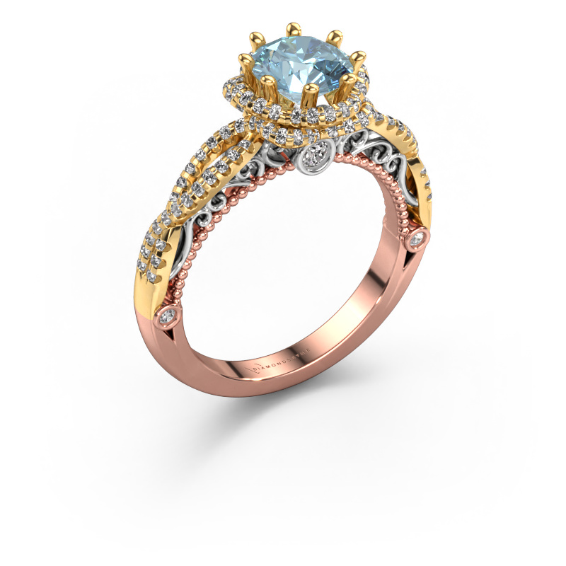 Image of Engagement ring Lysanne 585 rose gold Blue lab grown diamond 6.5 mm