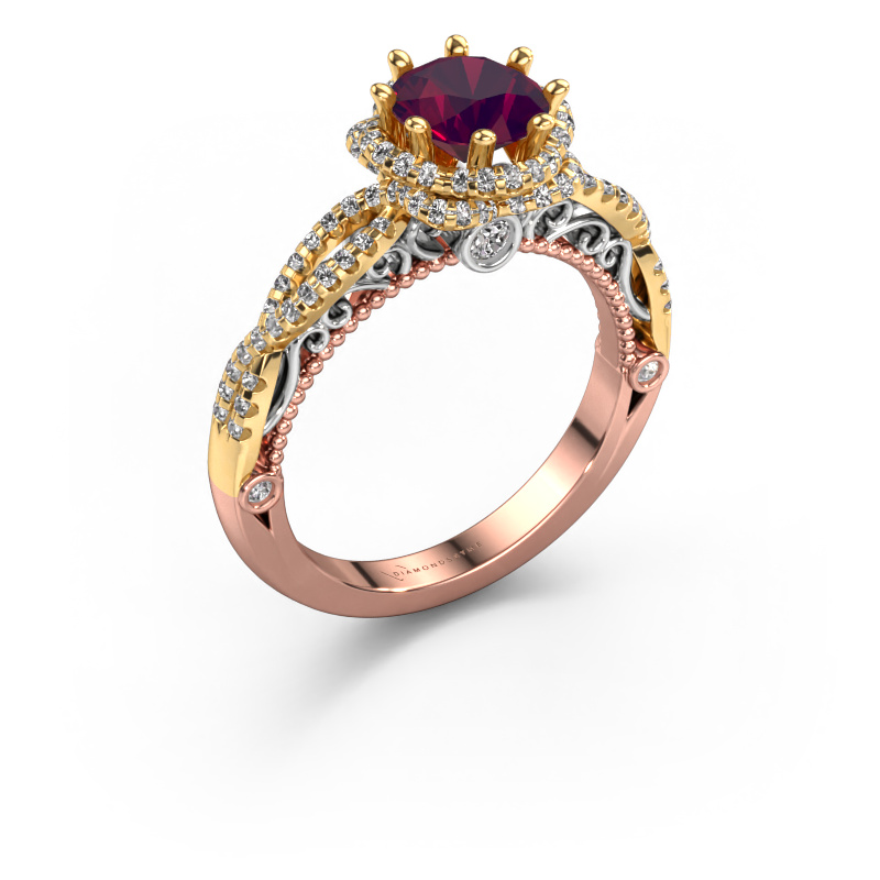 Bild von Verlobungsring Lysanne 585 Roségold Rhodolit 6.5 mm