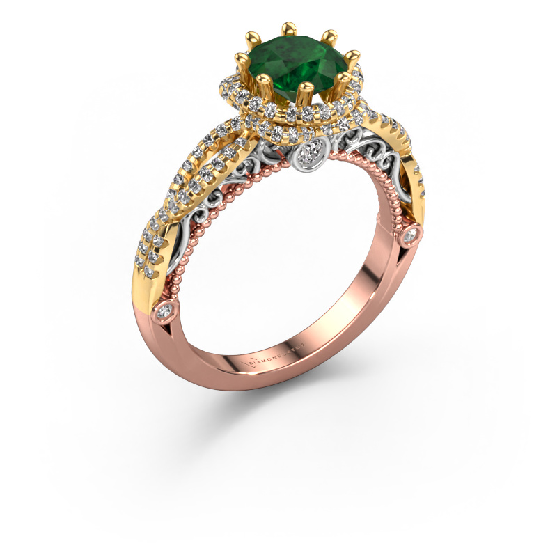 Image of Engagement ring Lysanne 585 rose gold Emerald 6.5 mm
