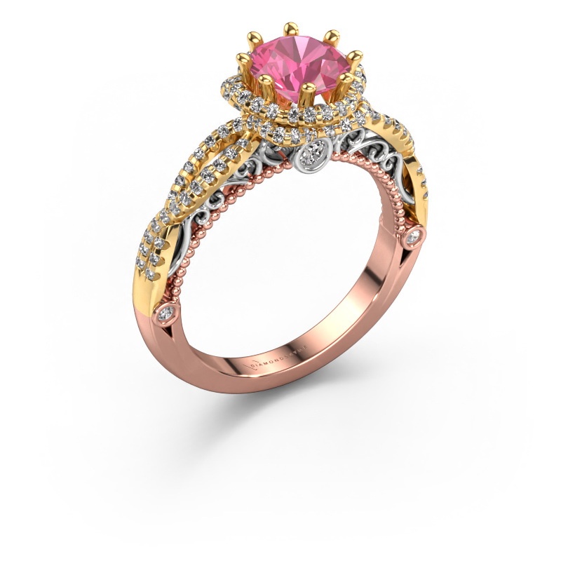 Image de Bague de fiançailles Lysanne 585 or rose Saphir rose 6.5 mm