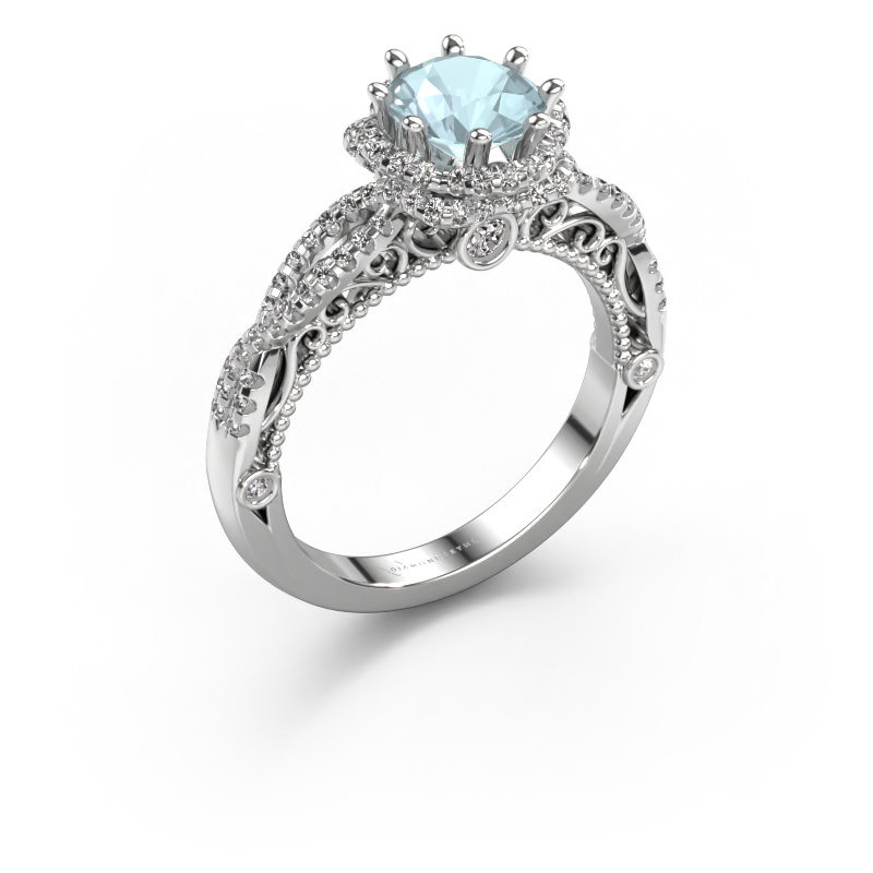 Image of Engagement ring Lysanne 950 platinum Aquamarine 6.5 mm
