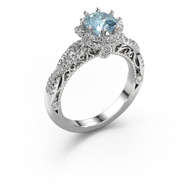 Image of Engagement ring Lysanne 950 platinum Blue lab grown diamond 6.5 mm