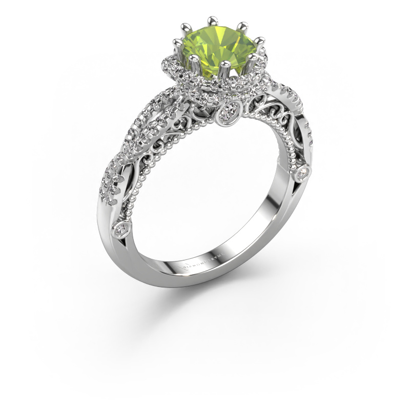 Image of Engagement ring Lysanne 950 platinum Peridot 6.5 mm