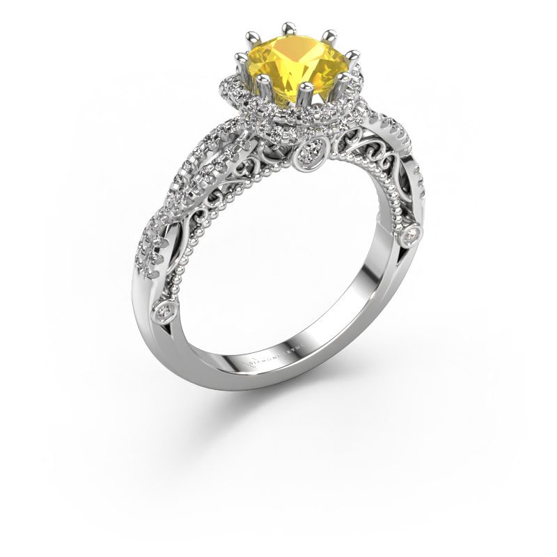 Image of Engagement ring Lysanne 950 platinum Yellow sapphire 6.5 mm