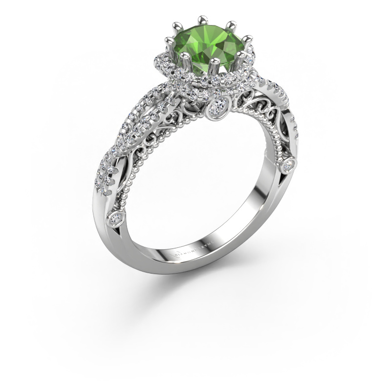 Bild von Verlobungsring Lysanne 950 Platin Turmalin grün 6.5 mm