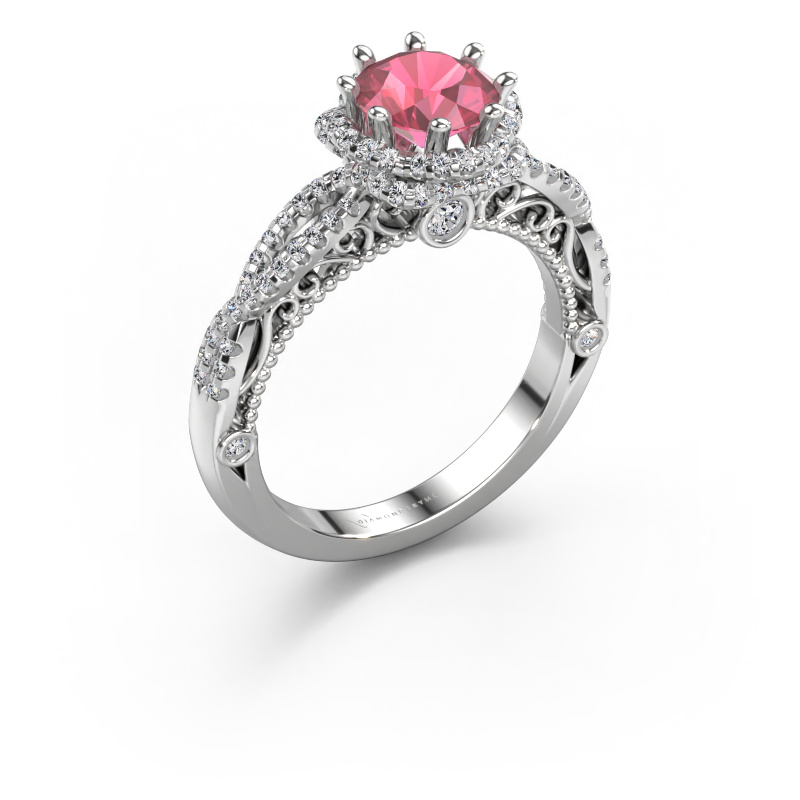 Image of Engagement ring Lysanne 950 platinum Tourmaline pink 6.5 mm