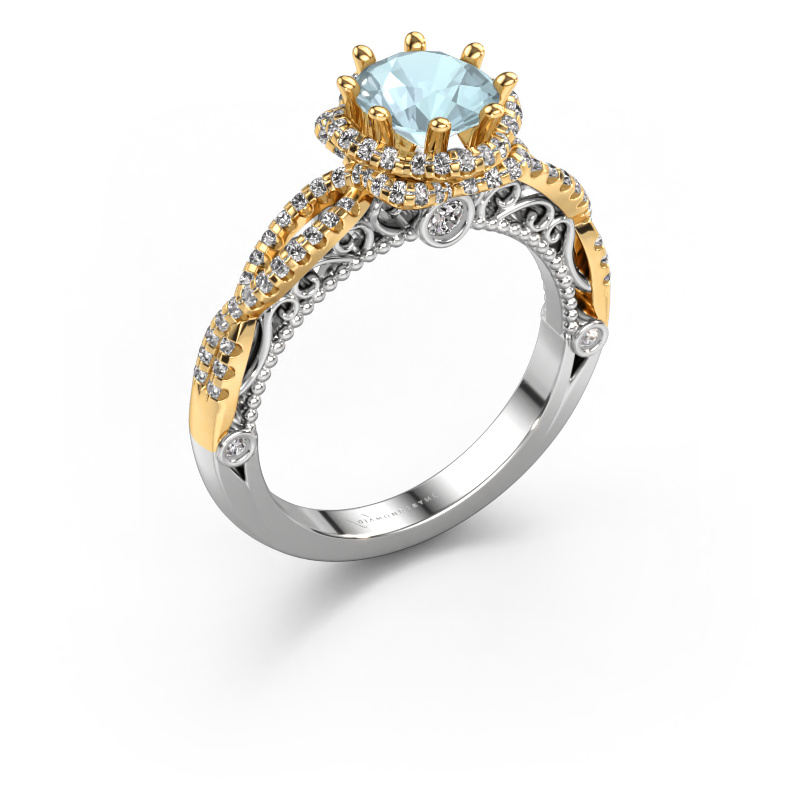 Image of Engagement ring Lysanne 585 white gold Aquamarine 6.5 mm