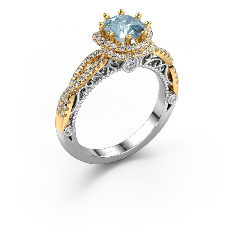 Bild von Verlobungsring Lysanne 585 Weißgold Blauer Labordiamant 6.5 mm