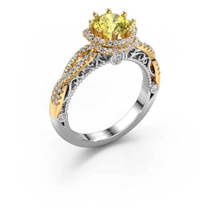 Bild von Verlobungsring Lysanne 585 Weißgold Gelber labordiamant 6.5 mm