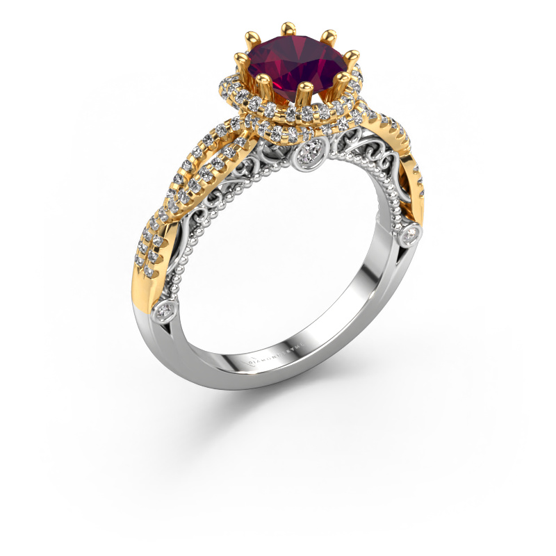 Image of Engagement ring Lysanne 585 white gold Rhodolite 6.5 mm