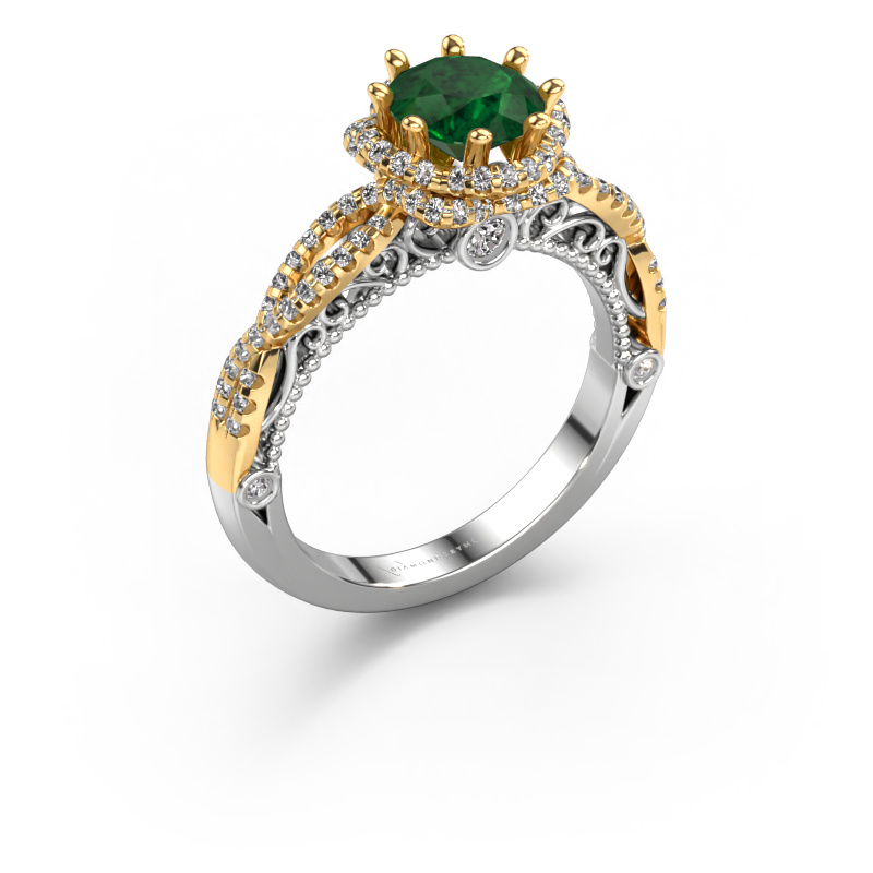 Image of Engagement ring Lysanne 585 white gold Emerald 6.5 mm